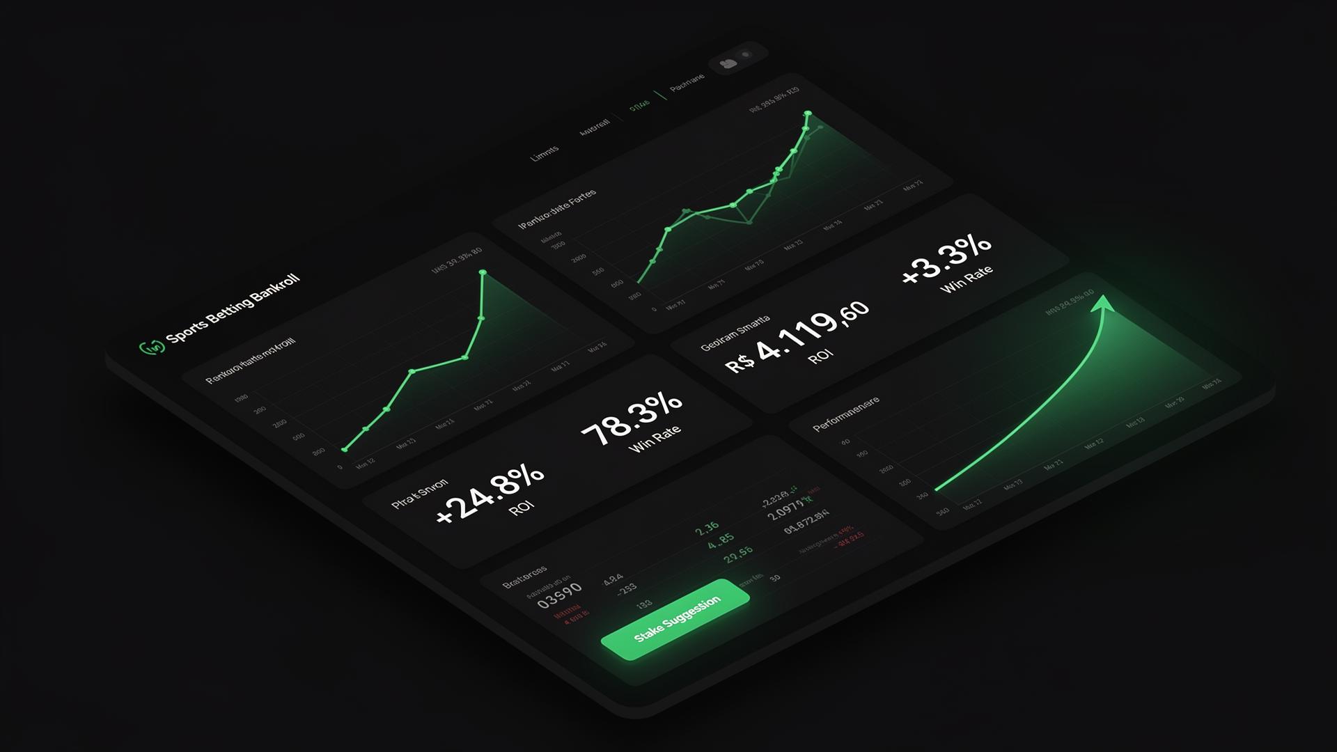 Dashboard do BancaUP mostrando ROI, drawdown e KPIs